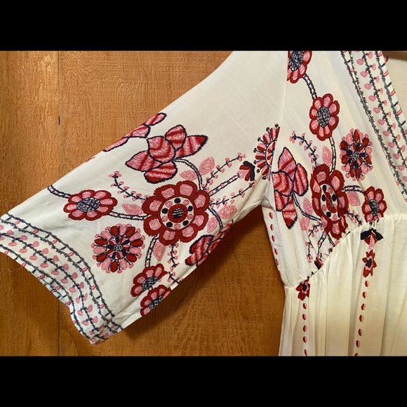 White and floral print long cotton dress - Picture 5 of 7